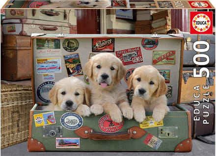 EDUCA - Puzzel - Puppy's in de reiskoffer - 500 stuks - Legpuzzel
