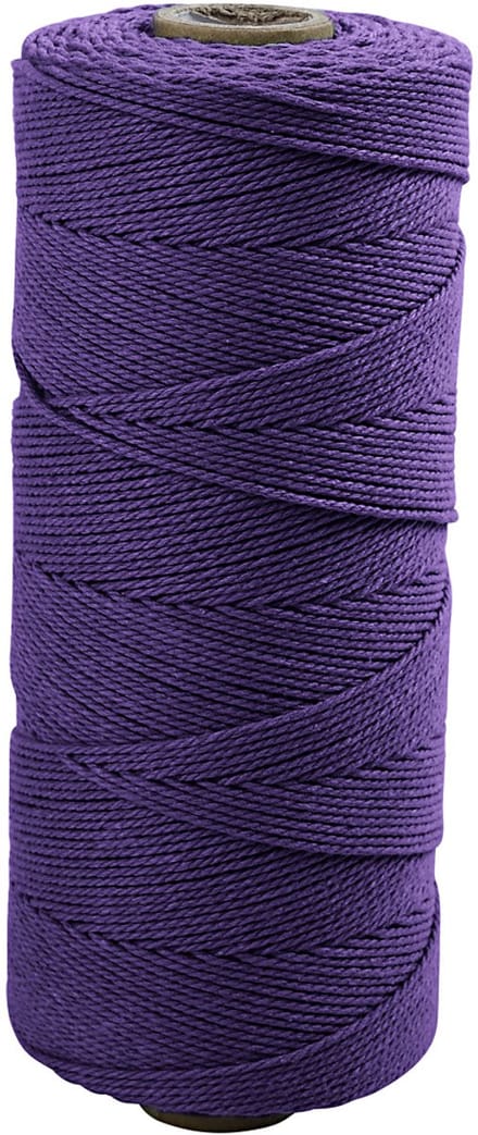 Macramé koord, L: 315 M, dikte 1 mm, Dunne kwaliteit 12/12, violet, 220 gr/ 1 bol