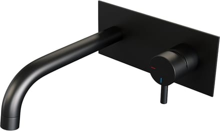 Brauer Black Edition inbouw wastafelmengkraan met gebogen uitloop en afdekplaat model B1 mat zwart
