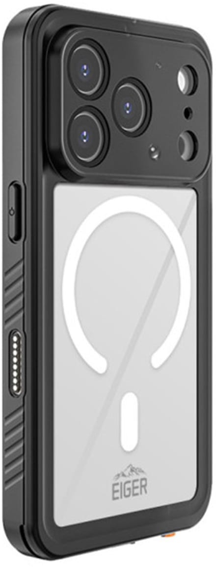 Eiger, MagSafe 360 Integrale Hoes geschikt voor iPhone 17 Pro Max Waterdicht IP68 Drop-Test 2m, Zwart / Transparant