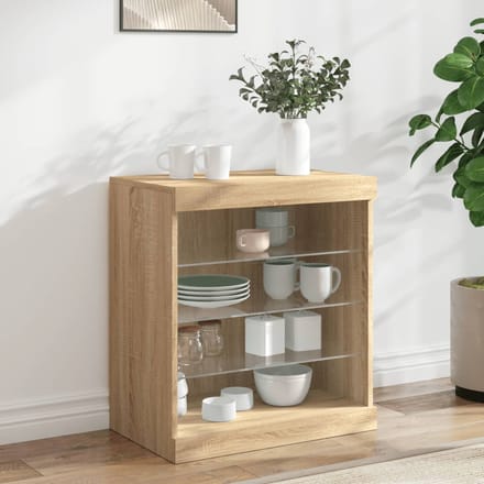 vidaXL - Dressoir - met - LED-verlichting - 60,5x37x67 - cm - sonoma - eikenkleurig