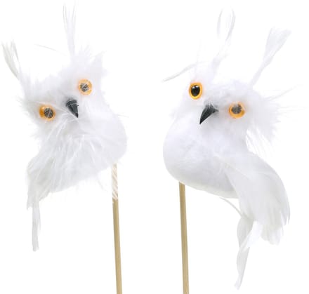 Decoratieve plug uil wit 5cm 4st