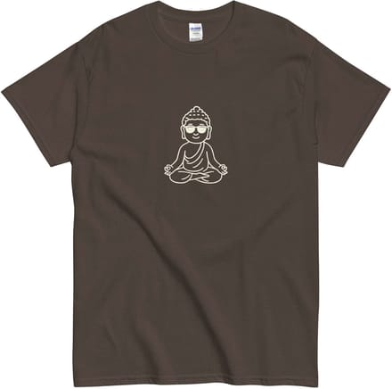 Minimalistisch Boeddha T Shirt - Grappig Spiritueel Design - Bruin - Maat S