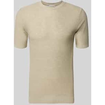 T-shirt van mix van linnen en viscose met ronde hals