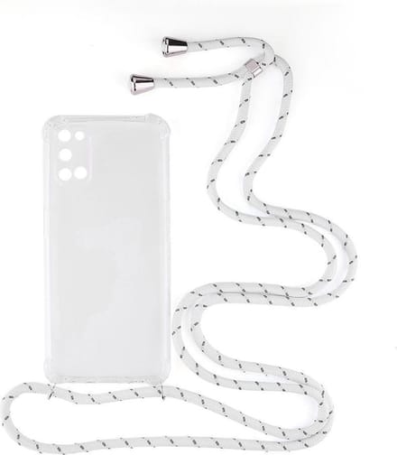 Shop4 - Oppo A72 Hoesje - Zachte Back Case met Koord Multi Wit