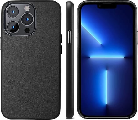 iPhone 14 PLUS Leren Hoesje - Luxe Back Cover Case Leer - Zwart - Provium