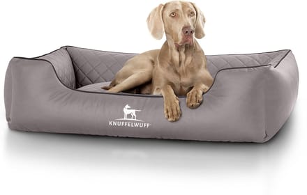 Knuffelwuff laser-gewatteerd kunstleer hondenbed Milan XL 105 x 75cm grijs
