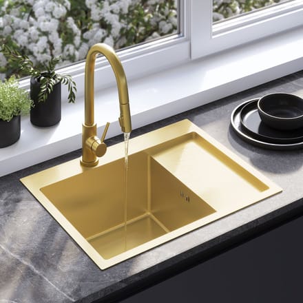 Rea Fin Keukenspoelbak Geborsteld Goud 62X48X18,5Cm