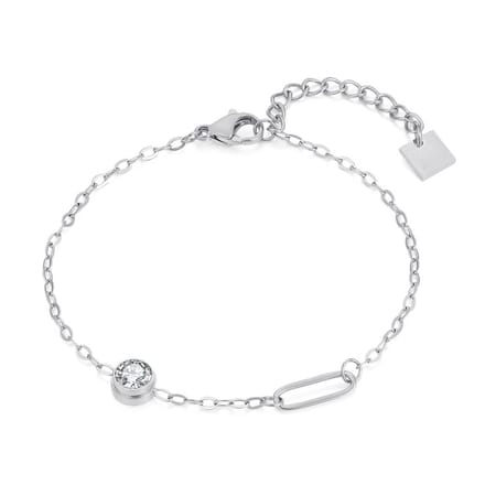 Twice As Nice Armband in edelstaal, kristal, ovaal 16cm+3cm