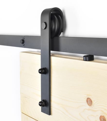 Barnwoodweb Schuifdeursysteem Recht voor 2 deuren - Complete set - 380 cm rail - Zwart