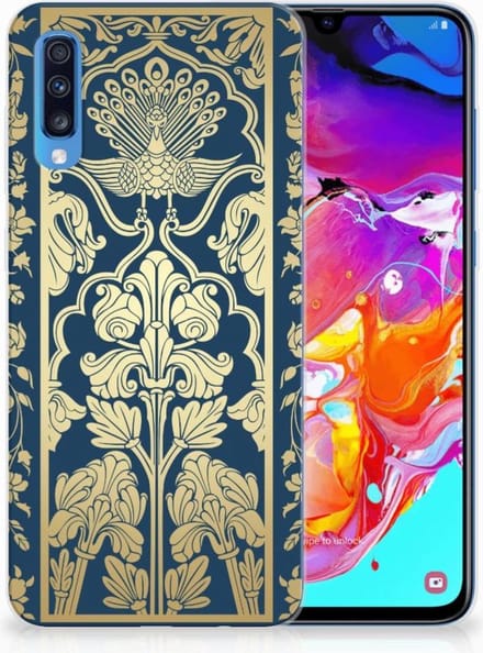 Samsung Galaxy A70 TPU Case Beige Flowers