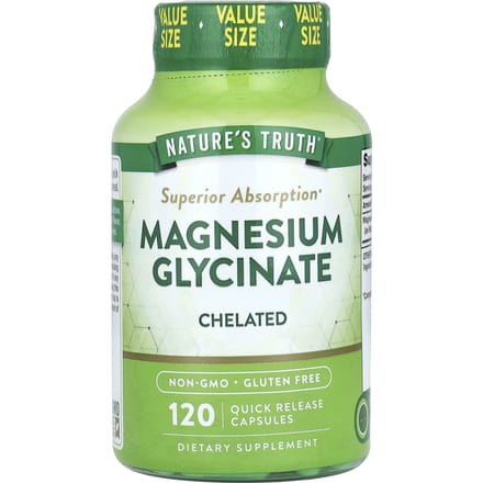 Nature's Truth, Magnesium Glycinaat, Gekeleerd, 120 Snel Oplossende Capsules