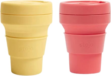 STOJO Pocket Cup 2-pack Mimosa & Coral / Geel & Koraal 2x 355ml Beker to Go