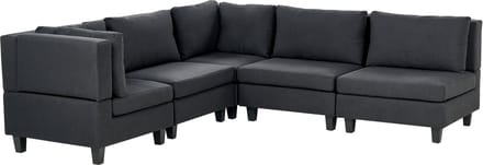 UNSTAD - 5-zitsbank modulair - Zwart - Rechtszijdig - Polyester