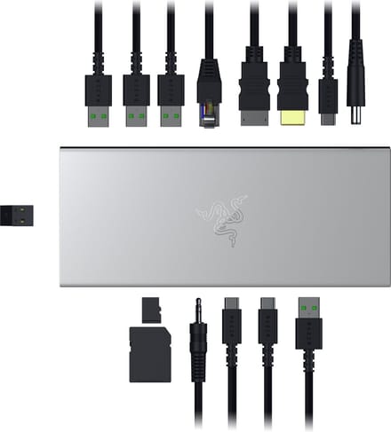 Razer USB 4 Dock - Docking Station - 14 Poorten - USB 4 Dock Voor 2 Schermen - Mercury Wit