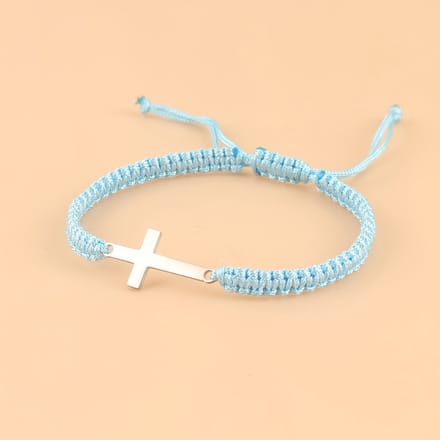 VANDAAG VERZONDEN - Armbanden 2 STUKS - Kruis - Christelijk - Handmade - Licht Blauw Armband Kerst