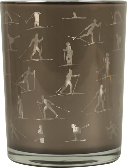 Theelichthouder ski taupe zilver medium 12cm