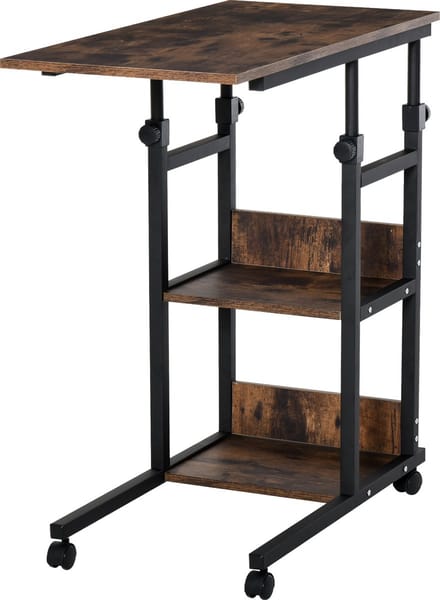HOMCOM-Beistelltisch-E1 Spanplatte, Metall, Kunststoff-80L x 40B x 82H cm-Braun