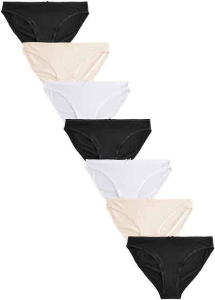 Next - Dames - Set van 7 hoog uitgesneden slips met hoog katoenpercentage - Zwart