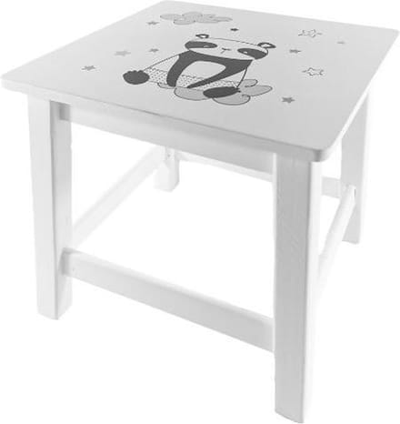 Panda houten kruk - Bois - Wit - Panda Assis - SILUMEN