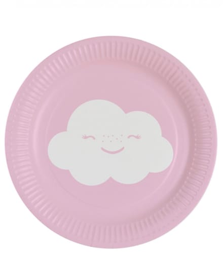 RIETHMULLER - 8 kleine iriserende wolk kartonnen bordjes 18 cm voor dessert