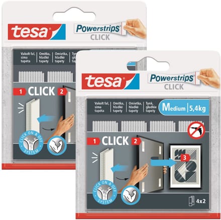 Tesa Powerstrips Click - Zelfklevende Klittenband - Maat M - 4 Paar