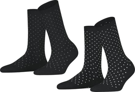 Esprit Fine Dot 2-Pack gedessineerd katoen multipack sokken dames zwart - maat 35-38