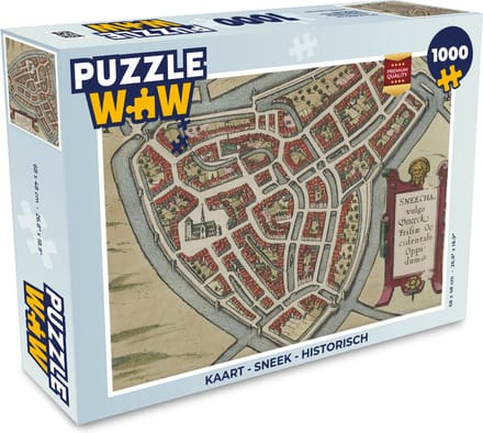 Puzzel Kaart - Sneek - Historisch - Legpuzzel - Puzzel 1000 stukjes volwassenen