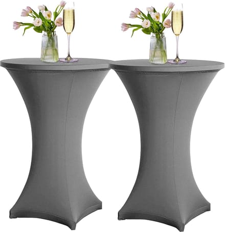 Statafelhoezen Set - Elastische Hoezen - Feestelijke Aankleding - Set van Twee - Ø 70-75 cm - Grijs