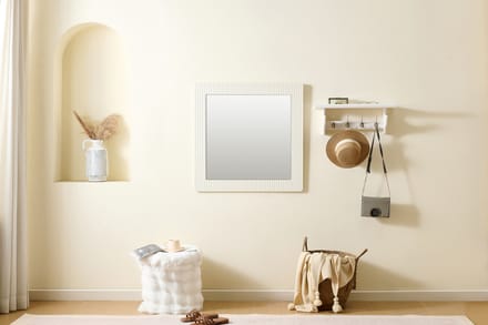 MODFU - Wandspiegel - Vierkant - Tijdloos Ontwerp - Voor Hal - MDF - Wit - 80 x 80 cm