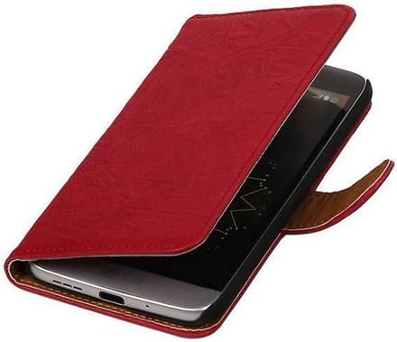 Washed Leer Bookstyle Wallet Case Hoesje - Geschikt voor HTC One E8 Roze