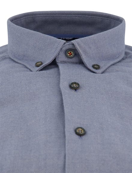Wijde fit overhemd State of Art katoen donkerblauw