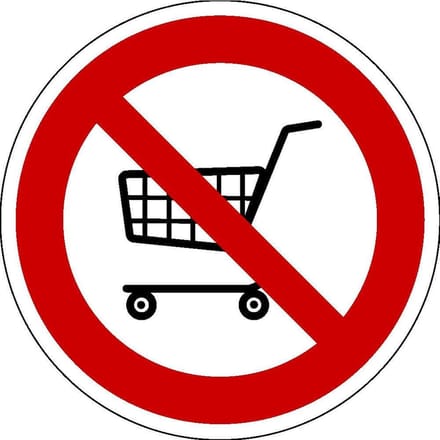 Verboden voor winkelwagens sticker 100 mm