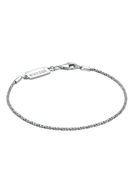 KUZZOI - Armband - Herenkoord Ketting gedraaid Basic Elegant Geoxideerd in 925 Sterling Zilver - Heren