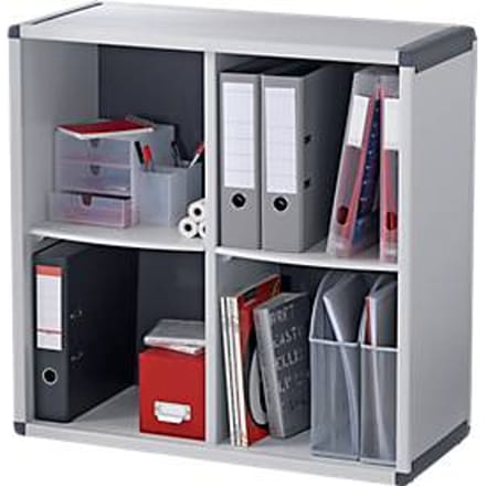 Boekenkast, polystyreen, 4 vakken, B 790 x D 330 x H 778 mm, antraciet