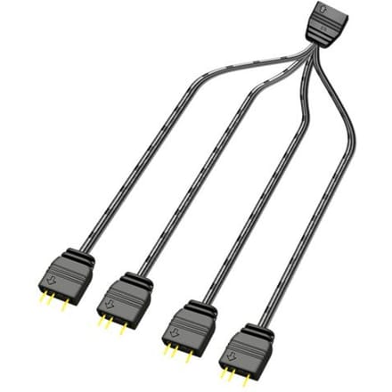 Splitter ARGB COOLMOON 5V 3 broches vers 4 broches universelles 33,5 cm Carte mère vers 4 broches universelles 1 câble d'extension ARGB noir