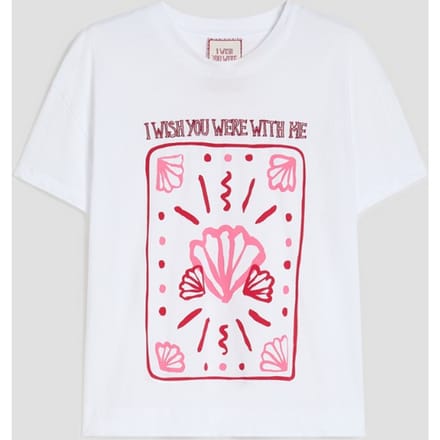 katoenen t-shirt met witte borduurwerk