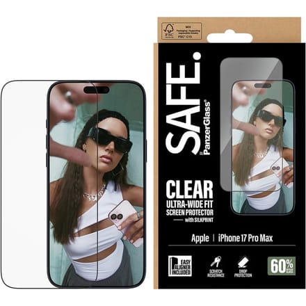 SAFE by PanzerGlass Ultra-Wide Fit Screenprotector met EasyAligner geschikt voor Apple iPhone 17 Pro Max