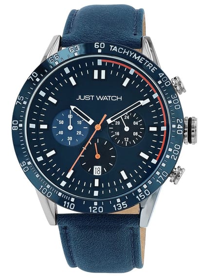 JUST WATCH Herenhorloge echt leer Caspian, datumweergave