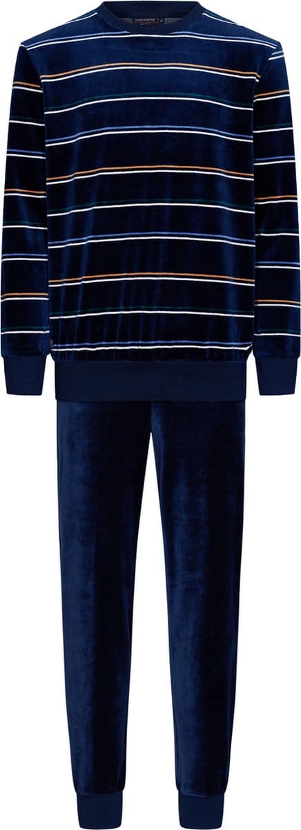Pastunette velours Heren pyjama - Winter Blue - M - Blauw