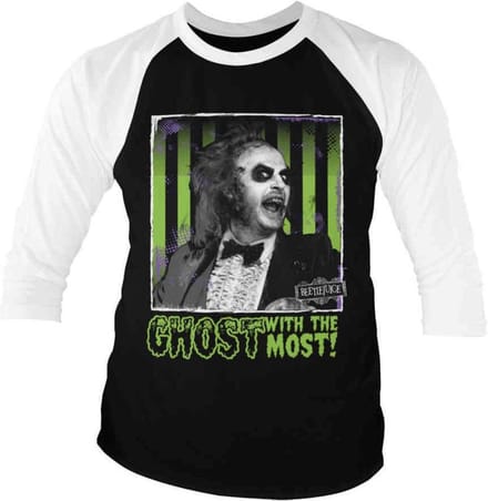 Beetlejuice Raglan top -XL- Ghost With The Most Zwart/Wit