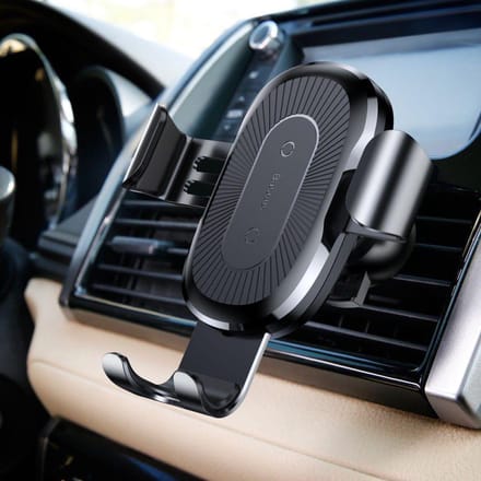 Baseus Gravity Car Mount Autohouder + Qi Draadloze Oplader Zilver