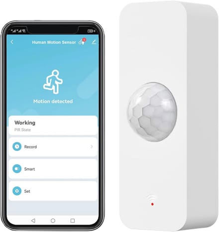Draadloze WiFi Bewegingssensor met Infraroodsensor en Gratis App Alarm - 128 Graden Detectiebereik