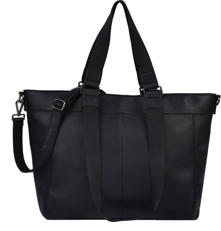 FREDsBRUDER Leren shopper schoudertas Keep On Smiling Big Shopper Black zwart