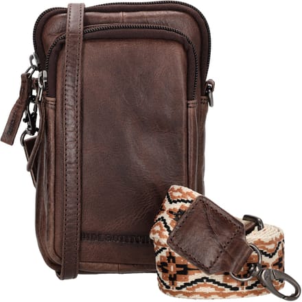 Hide & Stitches Next Navajo Telefoontasje - 100% Leer - Donkerbruin