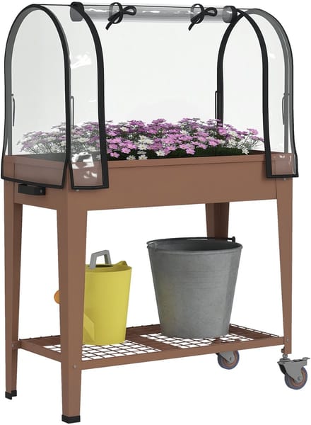 Verhoogde plantenbak van Outsunny - Metaal - 80x40x120cm - Bruin