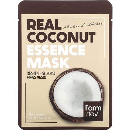 Masque Essentiel Réel à la Noix de Coco Farmstay Hydratant Adoucissant 23ml x 10 pièces