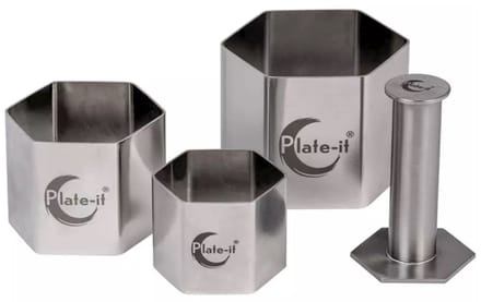 Plate-it Garneerringen Hexagon 4-delige set - met pusher