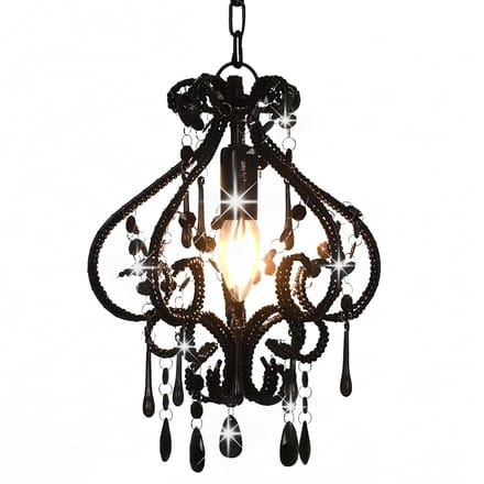 vidaXL Plafondlamp met kralen rond - E14, zwart, 24 x 32 cm