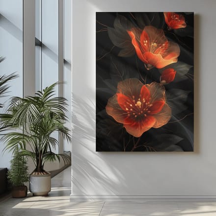 Canvas Schilderij - Bloem - Oranje Bloemen - 90x60x2 cm